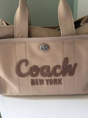 Coach Cargo Tote 26 Canvas Embroidered Logo Bag – Neutral/Taupe